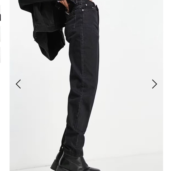 ASOS Y2K 1990s  Baggy MOM High Waisted Washed Black Denim Jeans NWT - Picture 2 of 4